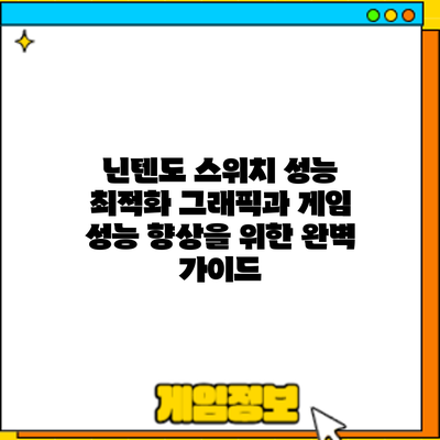 닌텐도 스위치 성능 최적화: 그래픽과 게임 성능 향상을 위한 완벽 가이드