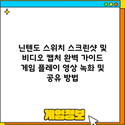 닌텐도 스위치 스크린샷 및 비디오 캡처 완벽 가이드: 게임 플레이 영상 녹화 및 공유 방법