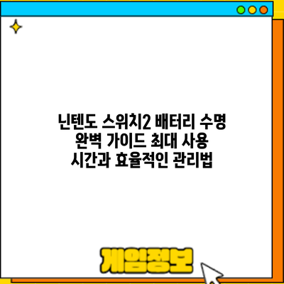 닌텐도 스위치2 배터리 수명 완벽 가이드: 최대 사용 시간과 효율적인 관리법