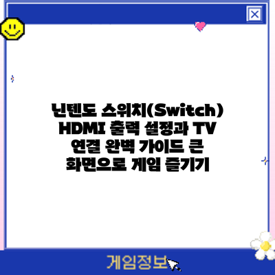 닌텐도 스위치(Switch) HDMI 출력 설정과 TV 연결 완벽 가이드: 큰 화면으로 게임 즐기기