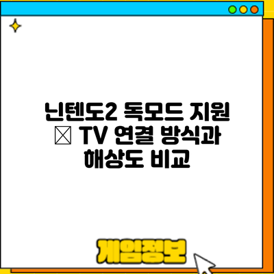 닌텐도2 독모드 지원 – TV 연결 방식과 해상도 비교