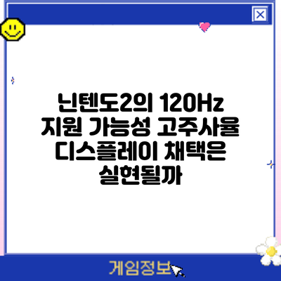 닌텐도2의 120Hz 지원 가능성: 고주사율 디스플레이 채택은 실현될까?
