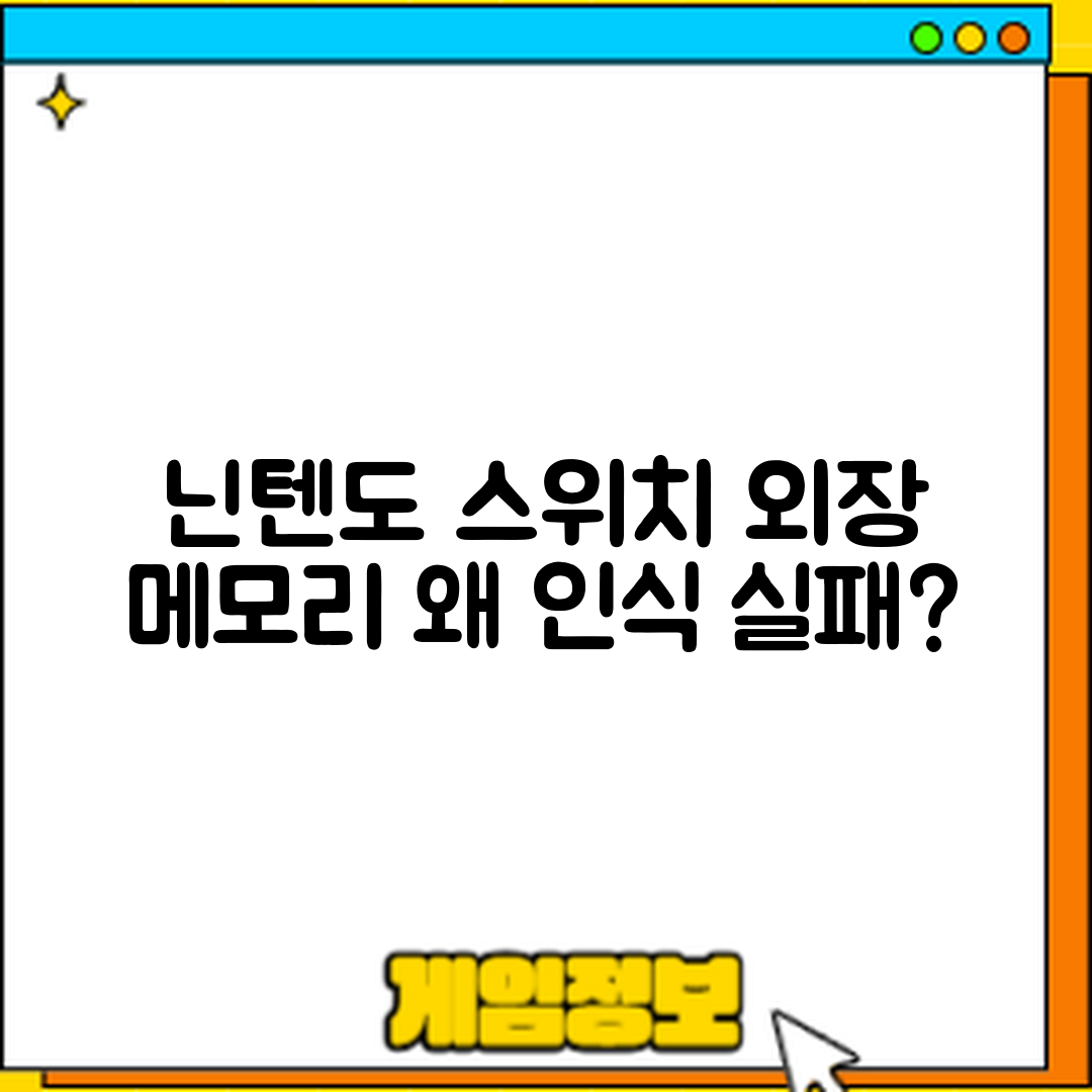 닌텐도 스위치 외장 메모리 카드 인식, 원인은 무엇일까요?
