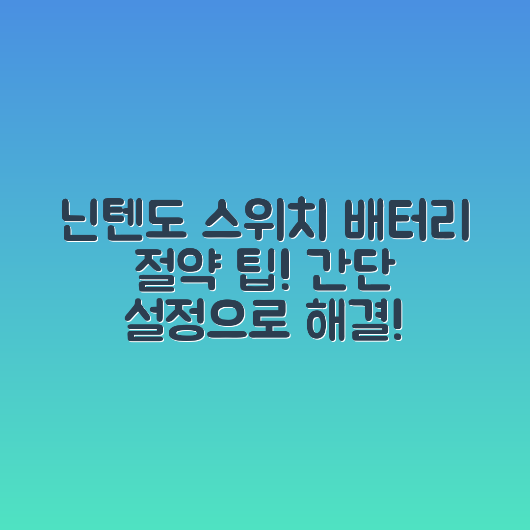 닌텐도 스위치 배터리 소모 문제, 누구나 쉽게 해결하는 절전 설정