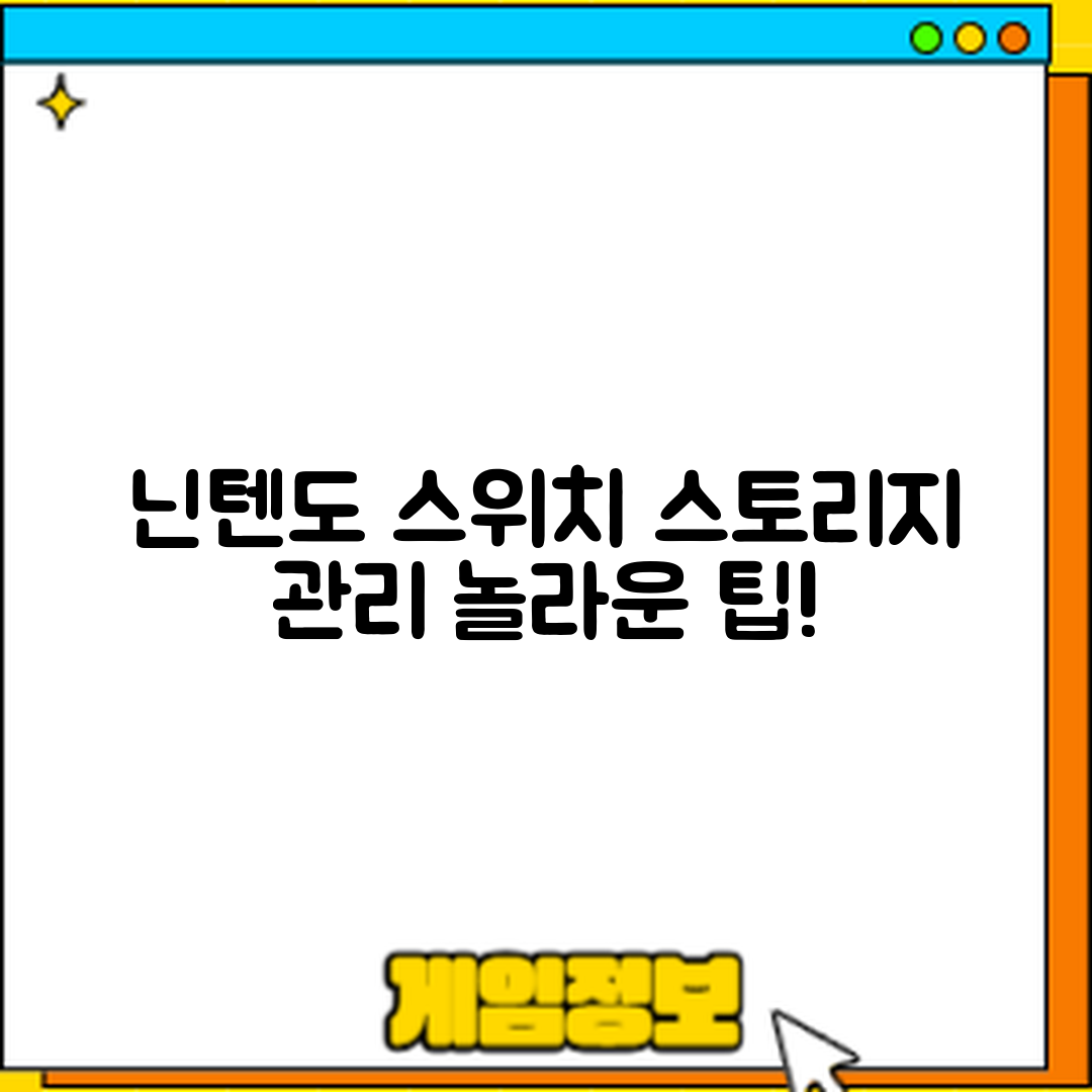 놀라운 닌텐도 스위치 스토리지 관리 체크포인트!