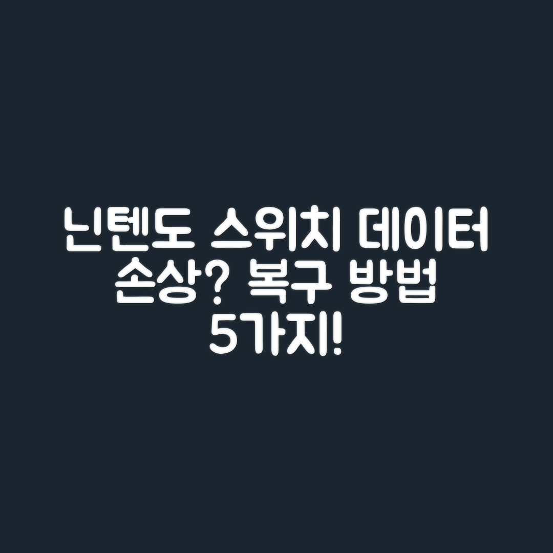 닌텐도 스위치 데이터 손상, 복구 방법 5가지