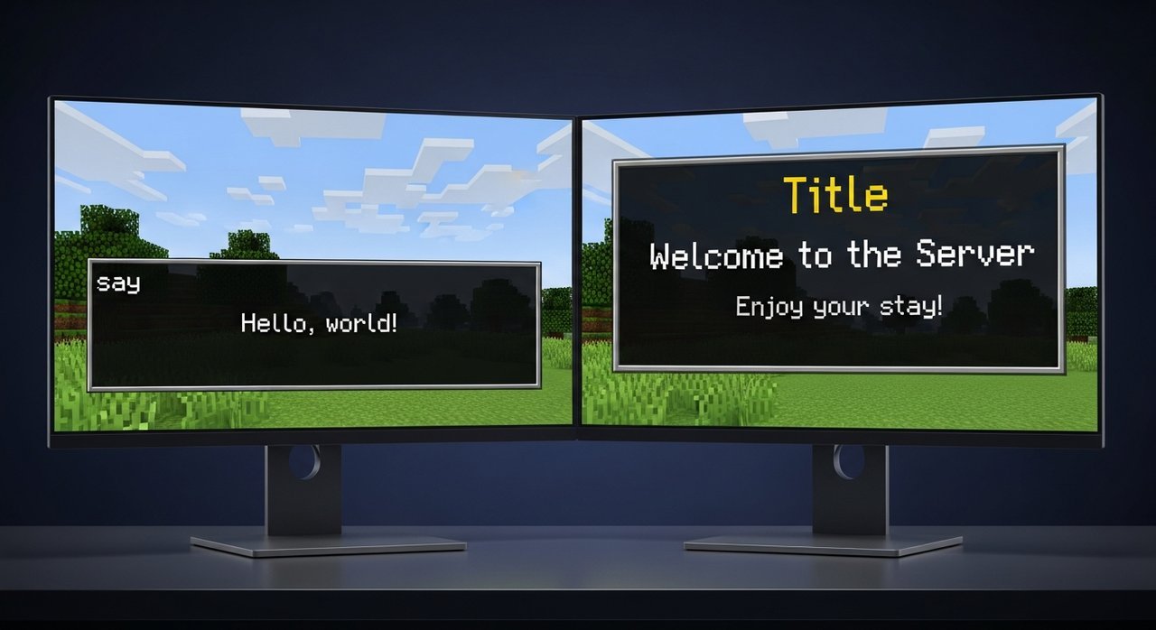 마인크래프트 공지 띄우는 명령어 say title 차이 2가지 핵심 비교